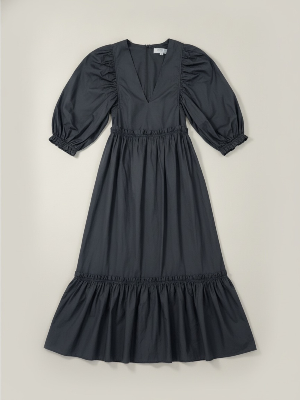 HUNTER BELL Black Puff-Sleeve V-Neck Maxi Dress
